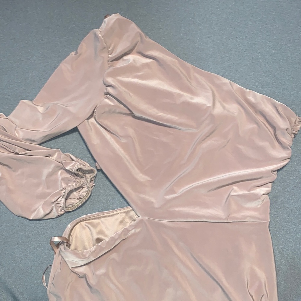 Dressy Nude/light brown one sleeve side showing dress